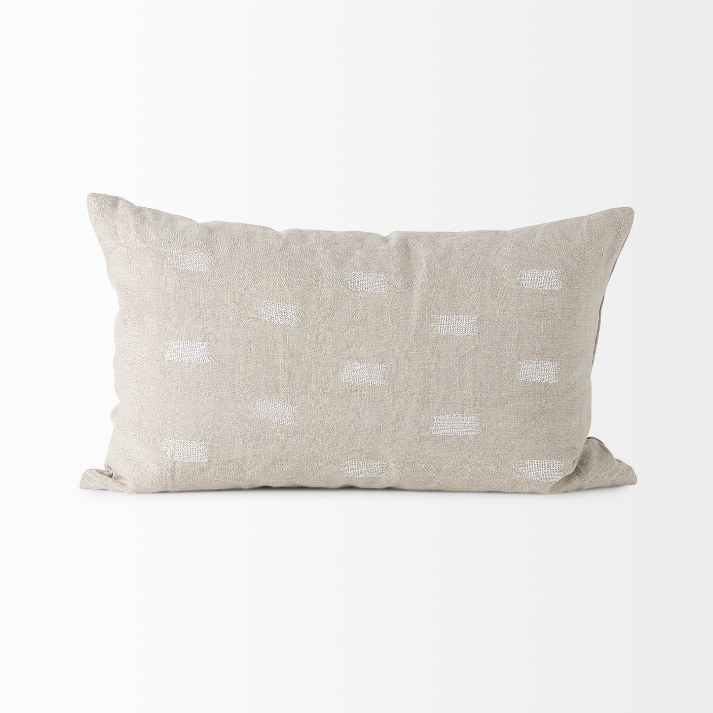 Canvas Beige And White Lumbar Accent Pillow Cover FurniFindUSA