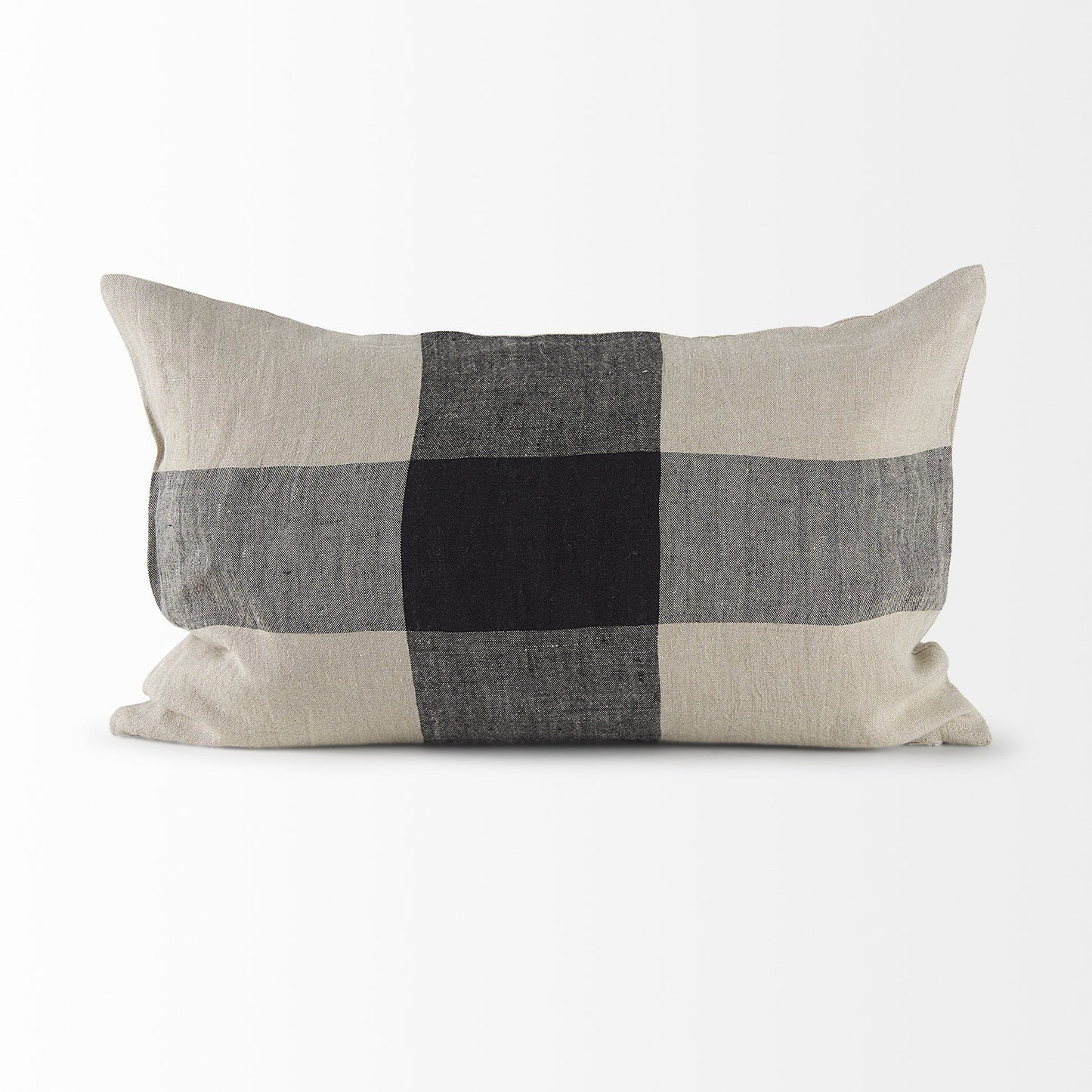 Beige And Black Plaid Pattern Lumbar Throw Pillow Cover FurniFindUSA