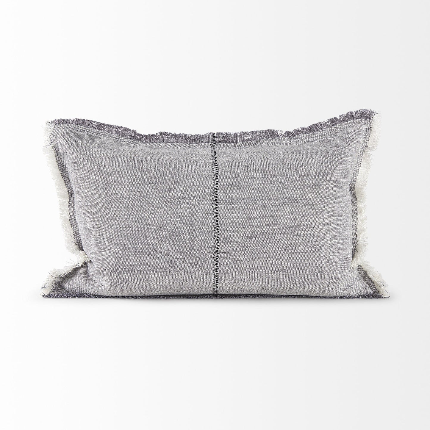 Light Gray Fringed Lumbar Throw Pillow Cover FurniFindUSA