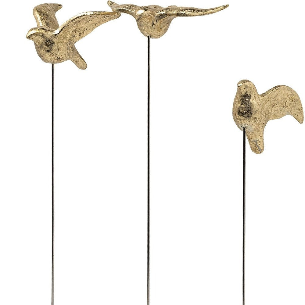 Set Of Three Gold Bird Sculptures HomeRoots