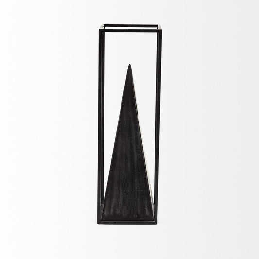 Black Metal Framed Pyramid Sculpture HomeRoots