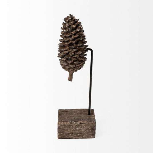 11" Golden Brown Resin Pinecone Tabletop Sculpture HomeRoots