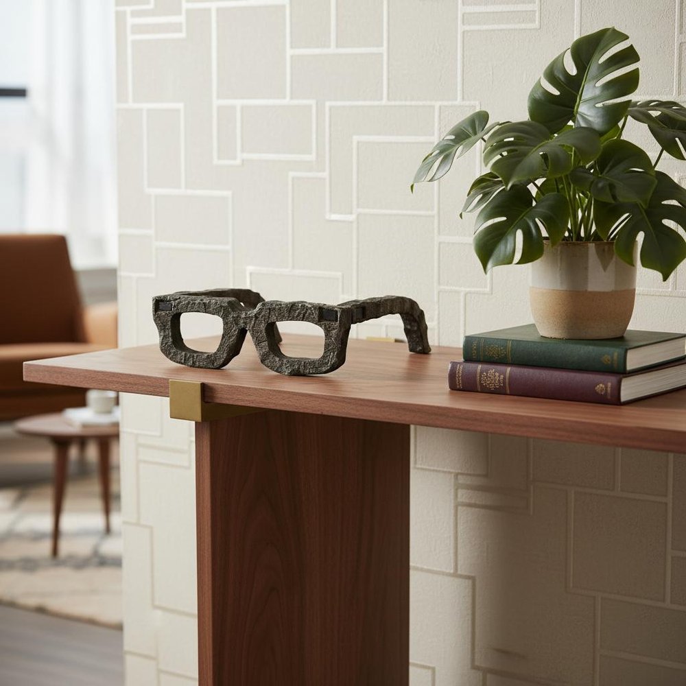 Eugene Rustic Brown Wooden Eyeglass Sculpture HomeRoots