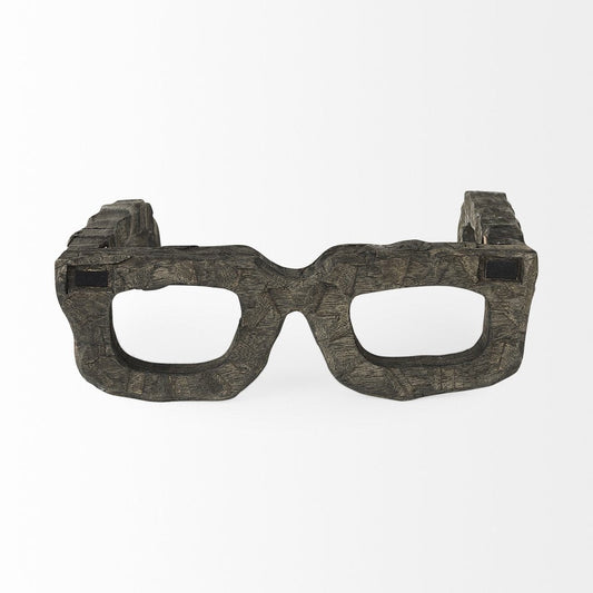 Eugene Rustic Brown Wooden Eyeglass Sculpture HomeRoots