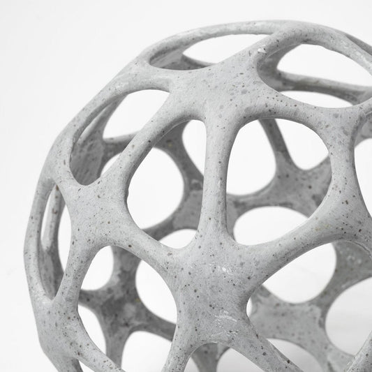 Light Gray Metal Hollow Orb Sculpture HomeRoots