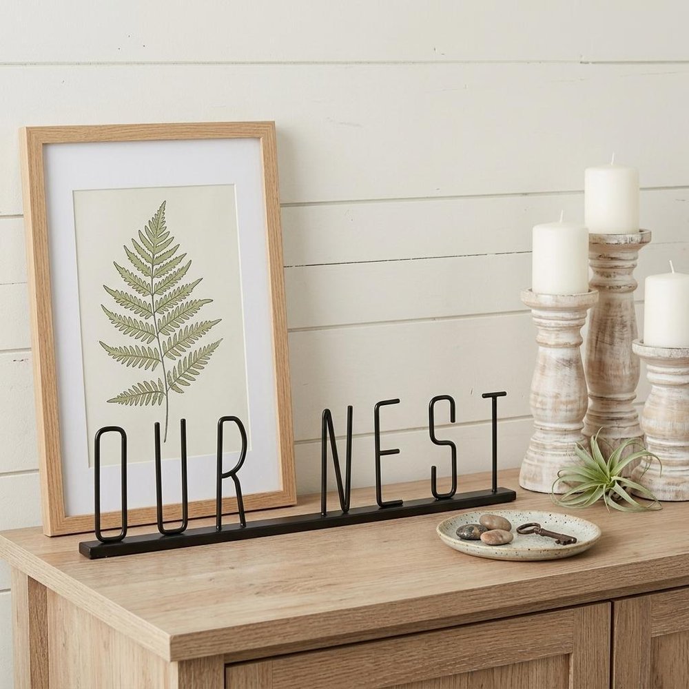 24" Black Metal Our Nest Tabletop Sculpture HomeRoots