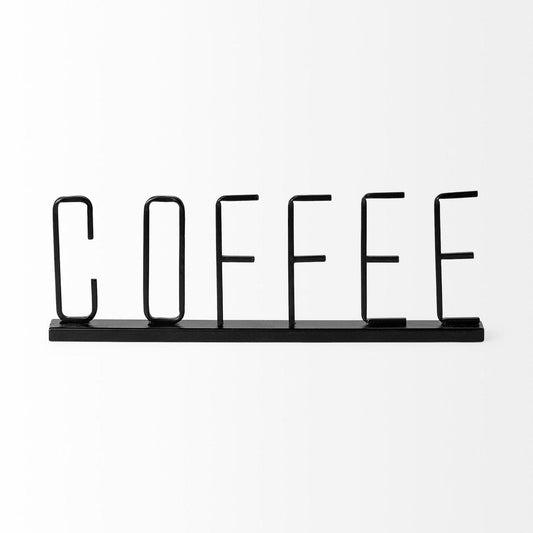 5" Black Metal Coffee Tabletop Sign HomeRoots