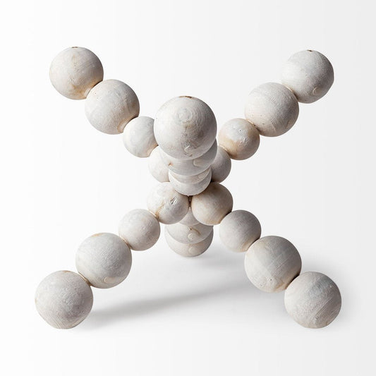 9" Off White Beaded Wooden Decorative Jack Tabletop Sculpture HomeRoots