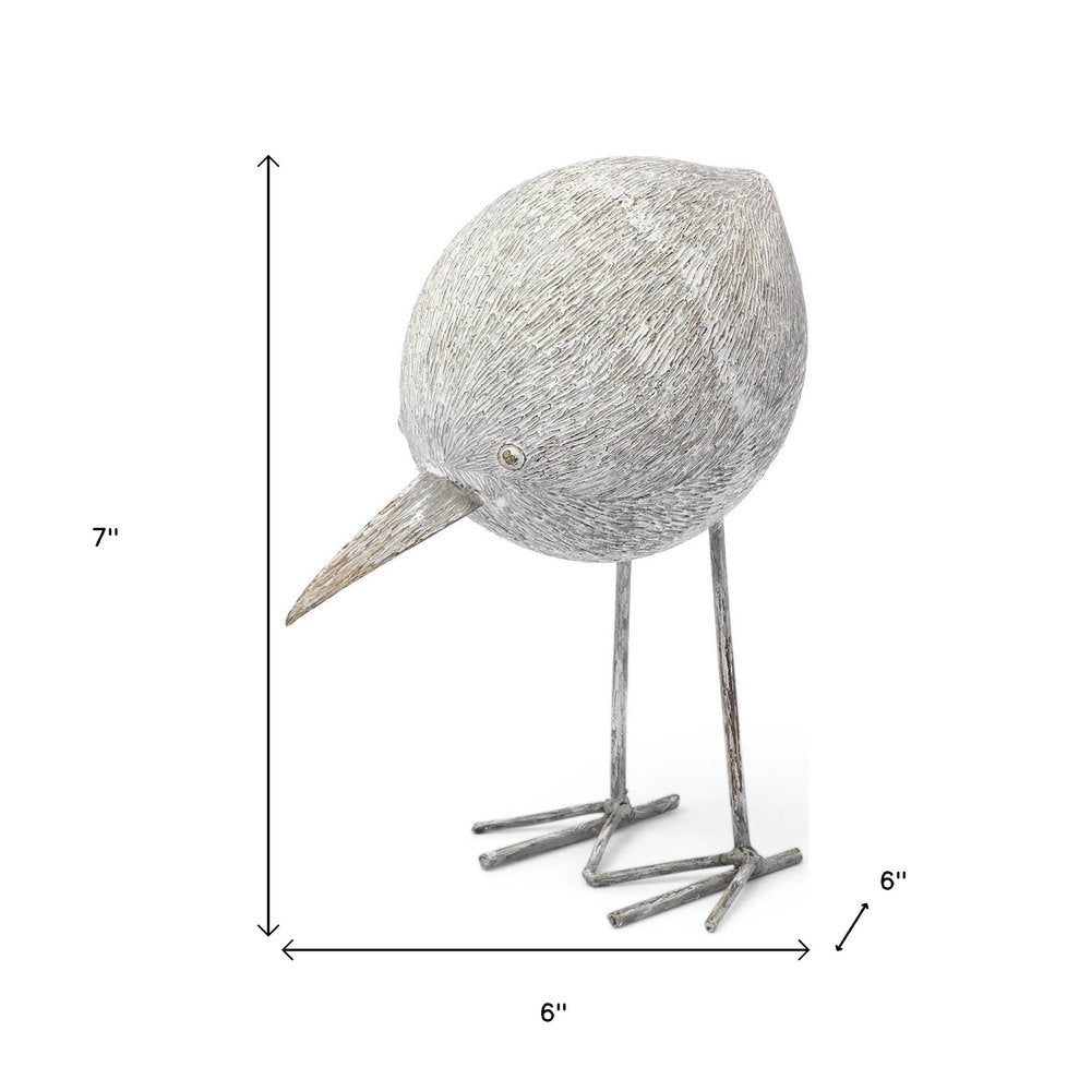 7" Off White Resin And Metal Snipe Bird Tabletop Sculpture HomeRoots