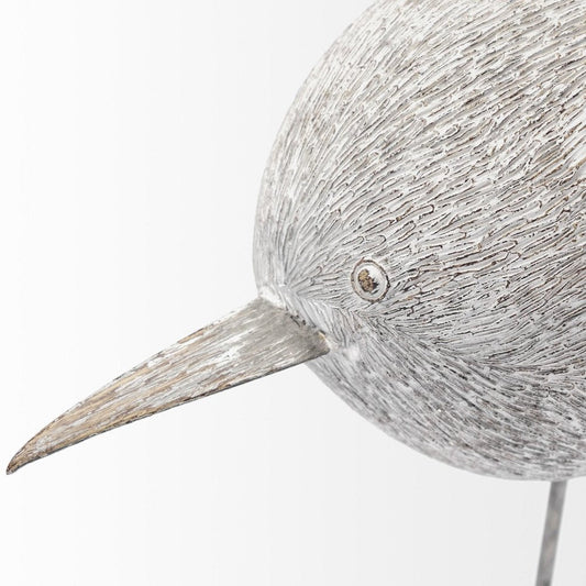 7" Off White Resin And Metal Snipe Bird Tabletop Sculpture HomeRoots