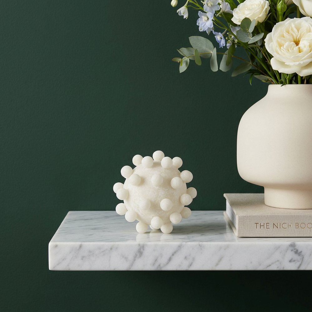 5" Ivory Resin Knobby Nubs Orb Tabletop Sculpture HomeRoots