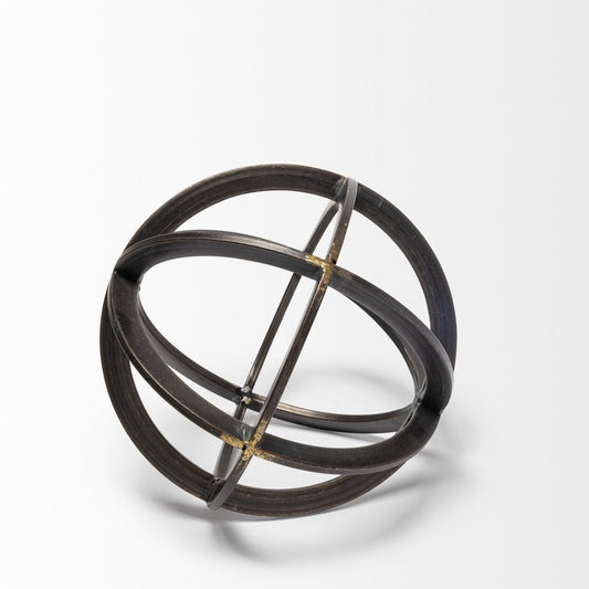Petite Black Metal Circular Decorative Object HomeRoots