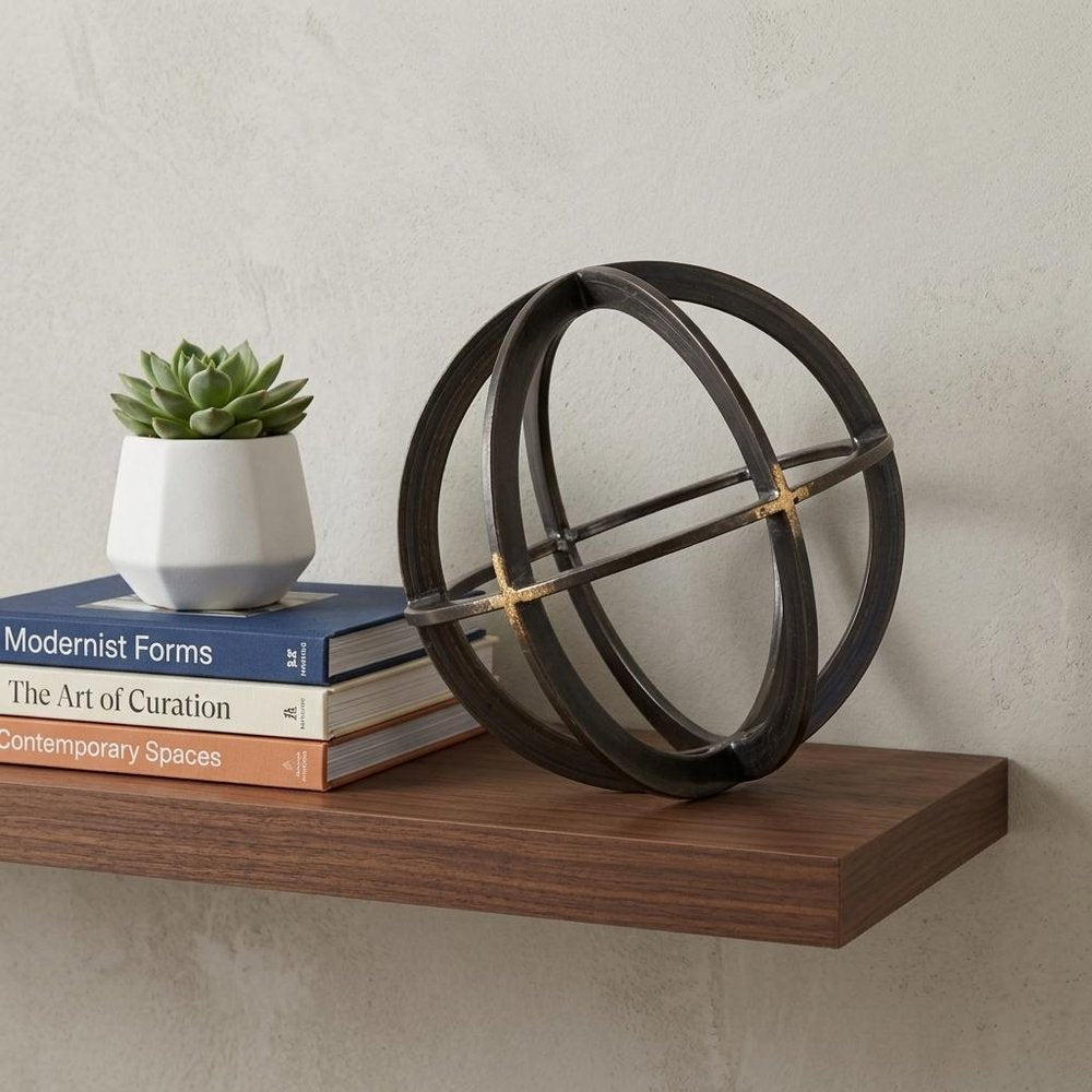 Petite Black Metal Circular Decorative Object HomeRoots
