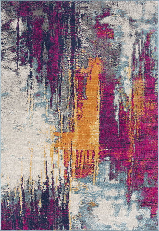 9' X 13' Gray and Magenta Abstract Area Rug - 279.4" (H) x 378.46" (W) x 1.02" (D) FurniFindUSA