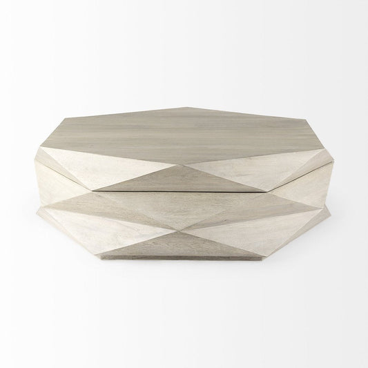 48" Natural Solid Wood Hexagon Lift Top Solid Coffee Table HomeRoots
