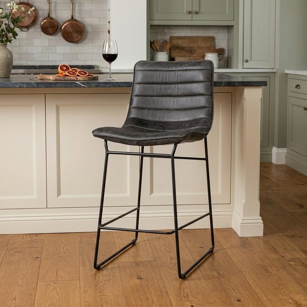 29" Black Iron Counter Height Bar Chair HomeRoots