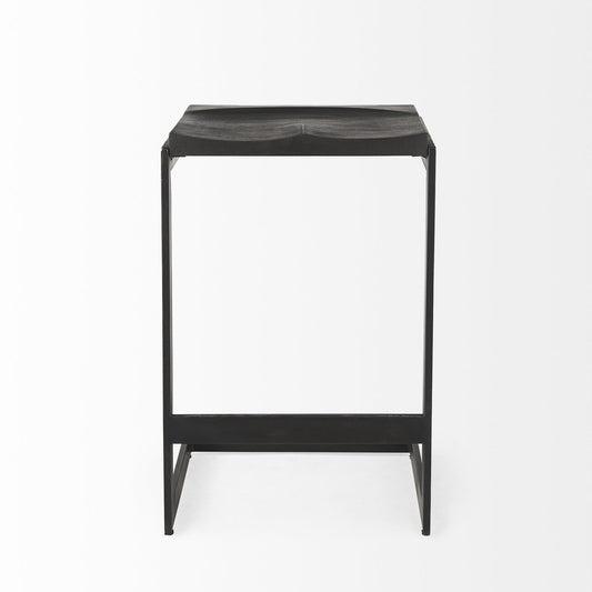 26" Black Solid Wood And Metal Backless Counter Height Bar Chair HomeRoots