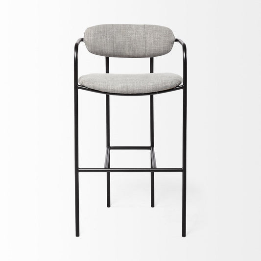 29" Gray And Black Fabric And Steel Bar Height Bar Chair HomeRoots
