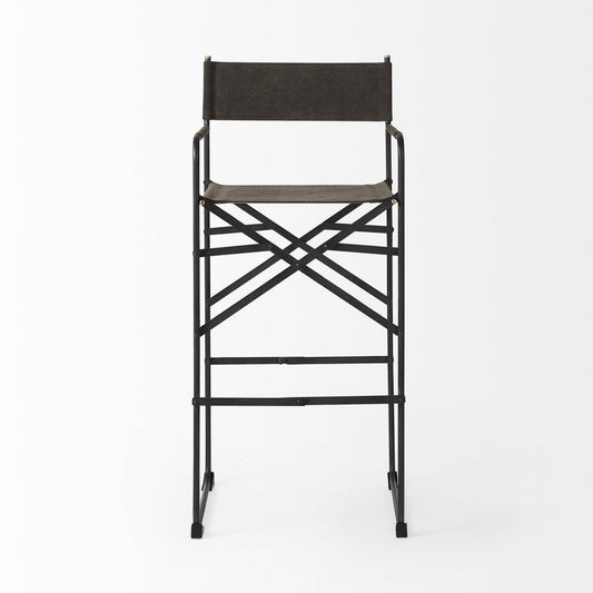 30" Brown And Black Leather And Metal Bar Chair HomeRoots