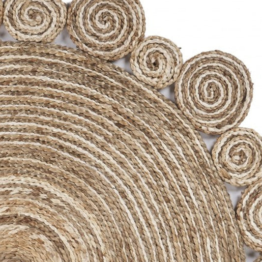 Bleached And Natural Spiral Boutique Jute Rug - 48.0" (H) x 48.0" (W) x 0.5" (D) FurniFindUSA