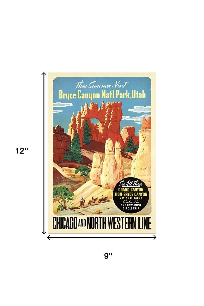 36" X 54" Vintage 1950S Bryce Canyon National Park Wall Art HomeRoots