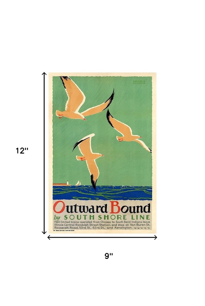 24" X 36" Birds Over Lake Michigan C1929 Vintage Travel Poster Wall Art HomeRoots