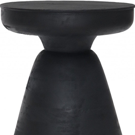 18" Black Solid Wood Round Pedestal End Table HomeRoots