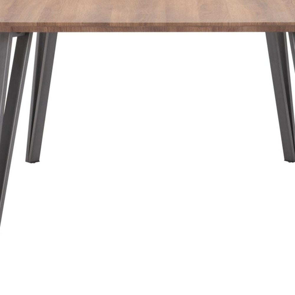 79" Brown and Gray Wood and Steel Dining Table HomeRoots