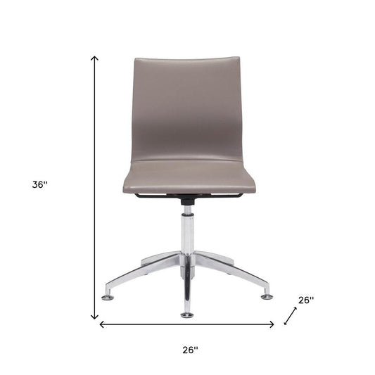 Taupe and Silver Swivel Faux Leather Conference Office Chair HomeRoots