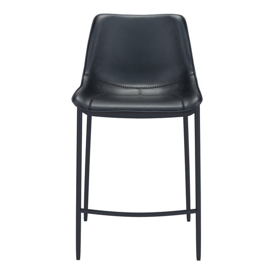 Set of Two 30" Black Faux Leather And Steel Low Back Bar Height Bar Chairs HomeRoots