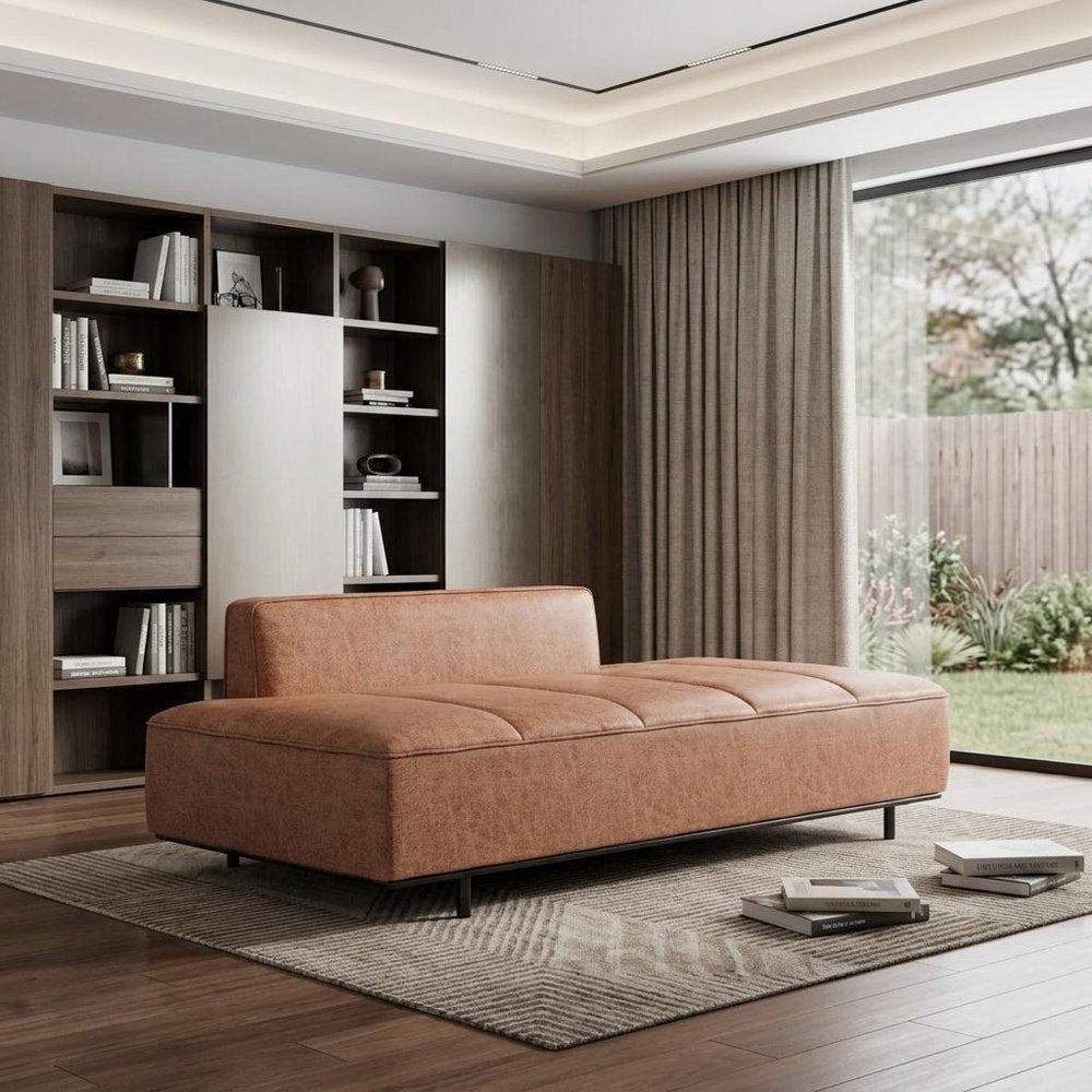 79" Brown Faux Leather Sofa With Black Legs HomeRoots