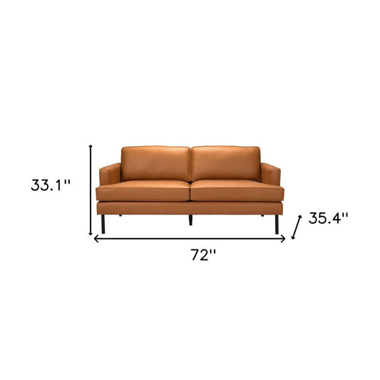 72" Brown Polyester Sofa With Black Legs HomeRoots