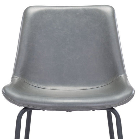 26" Gray And Black Steel Low Back Counter Height Bar Chair HomeRoots