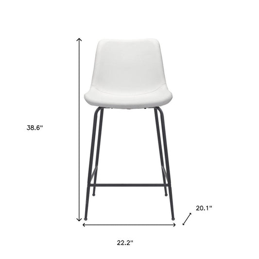 26" White And Black Faux Leather And Steel Low Back Counter Height Bar Chair HomeRoots