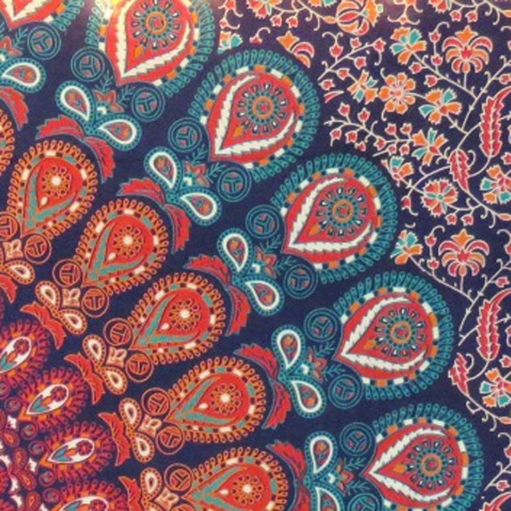 Blue and Orange Floral Cotton HomeRoots