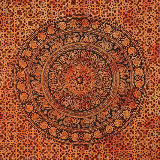 Orange And Black Floral Cotton Twin Flat Sheet HomeRoots