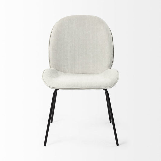 Set of Two White and Black Upholstered Fabric Dining Side Chairs HomeRoots