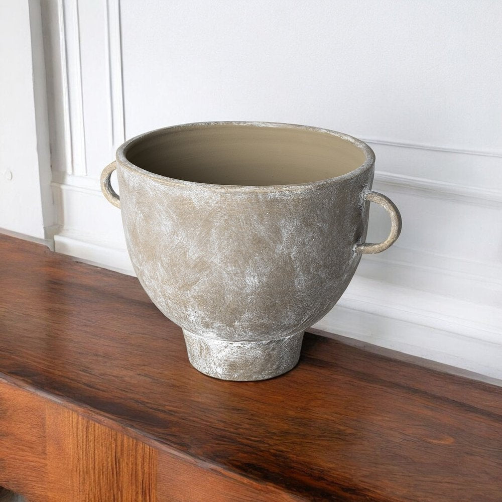 10" Brown Abstract Cylinder Ceramic Table Vase HomeRoots