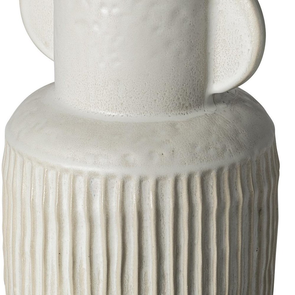 12" White Ribbed Ceramic Cylinder Table Vase HomeRoots
