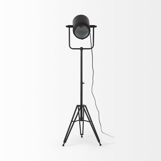 61" Black LED Floor Lamp With Black Metal Shade HomeRoots