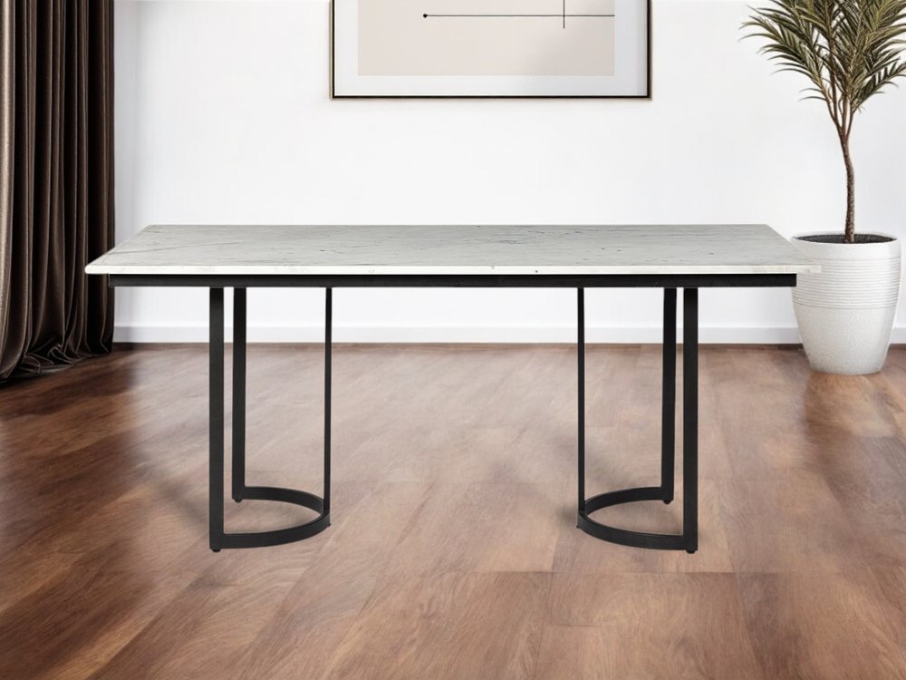 71" White And Black Dining Table HomeRoots