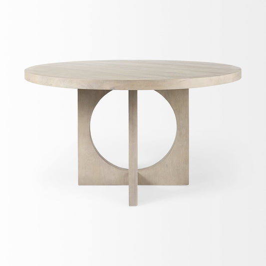 54" Natural Rounded Pedestal Base Dining Table HomeRoots