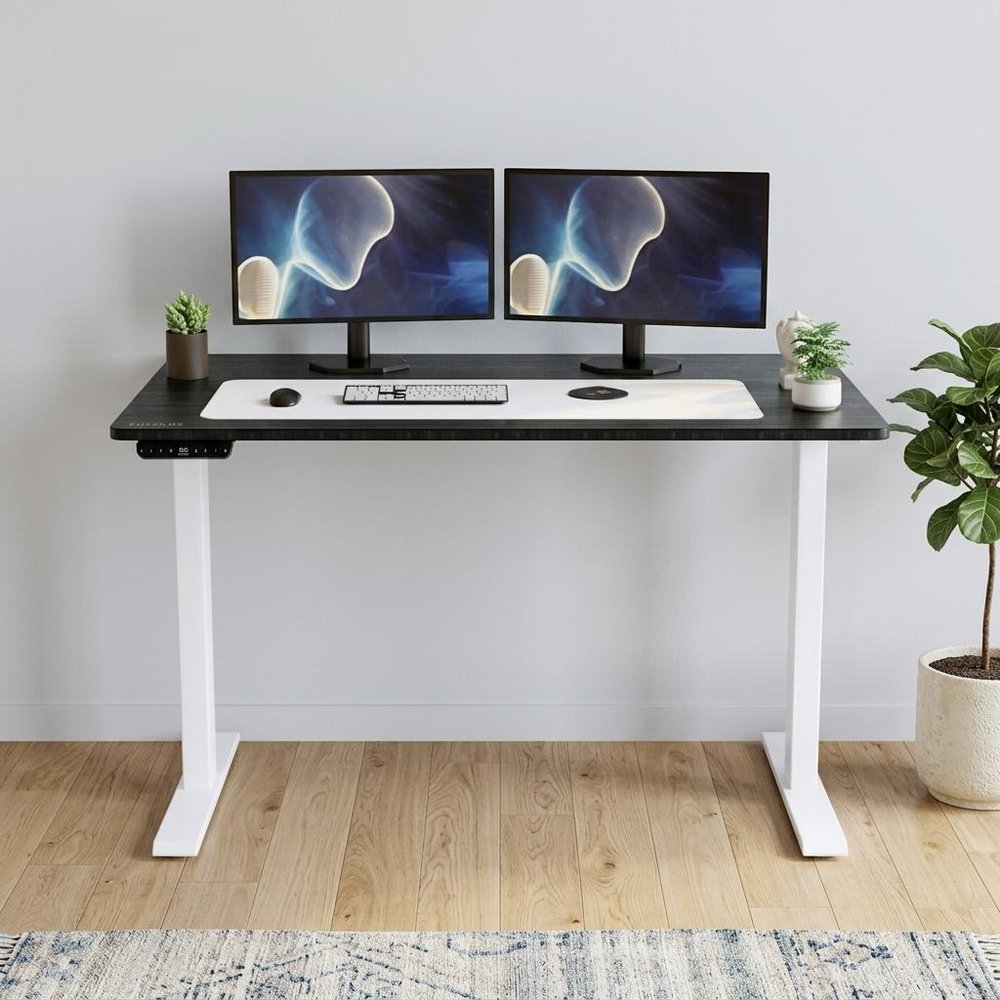 48" Adjustable Black and White Stainless Steel Standing Desk HomeRoots