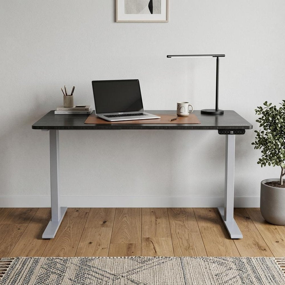 48" Adjustable Black and Gray Stainless Steel Computer Desk HomeRoots