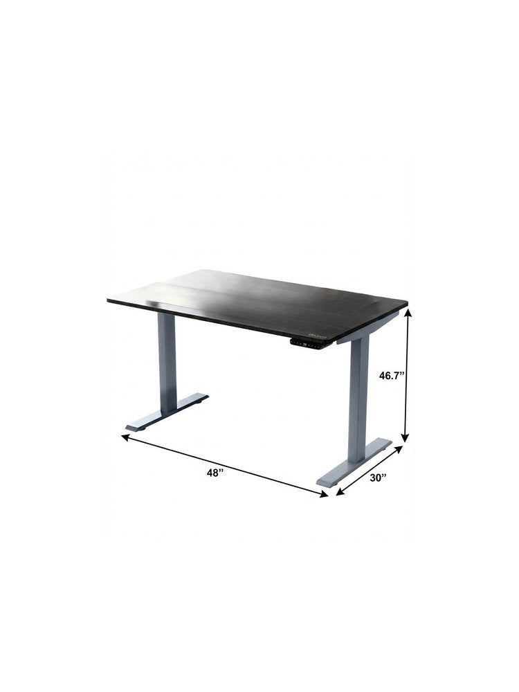 48" Adjustable Black and Gray Stainless Steel Computer Desk HomeRoots