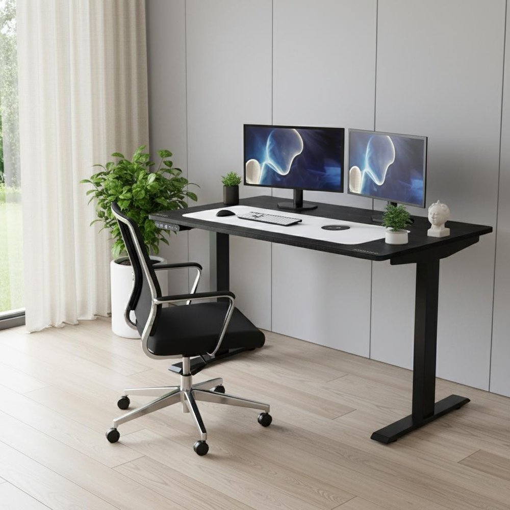 Adjustable Black Stainless Steel Rolling Computer Desk HomeRoots