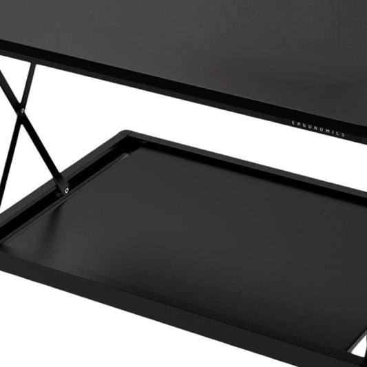 28" Adjustable Black Stainless Steel Standing Desk Converter HomeRoots