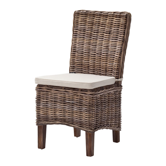 Set of Two Cream and Brown Dining Parsons Chairs HomeRoots