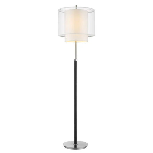 62" Floor Lamp With White Fabric Drum Shade HomeRoots