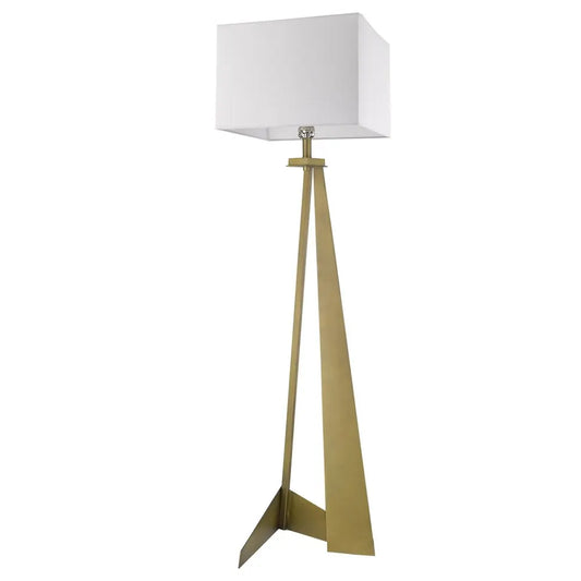 60" Floor Lamp With White Fabric Novelty Shade HomeRoots